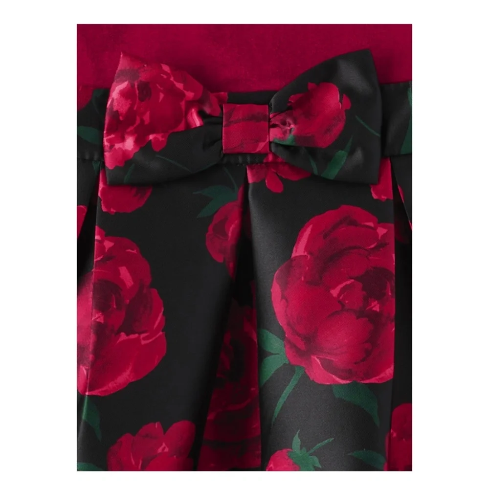 The Children’s Place Girls Red Velour Print Dress Size 8